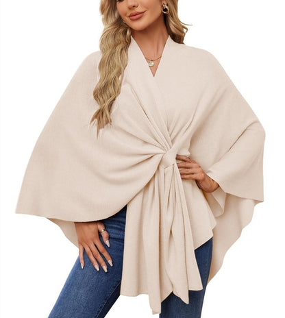 🔥Last 4 hours 57% OFF -Elegant Shawl Wraps Soft Open Front Poncho Sweater