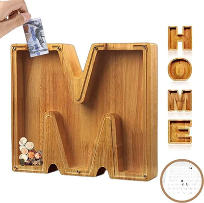 (🔥2024 BEST GIFT TO CHILDREN🔥) Wooden Letter Piggy Bank🎁