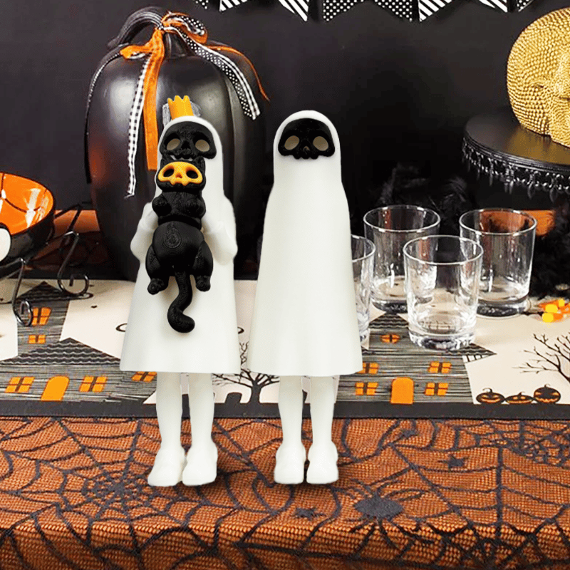 👻3D printed Halloween Ghost and Cat Figurines🐈‍⬛