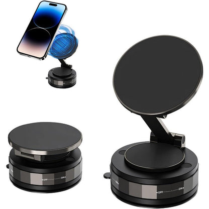 Magnetic Suction Mount – Foldable 360° Phone Holder with Vacuum Lock