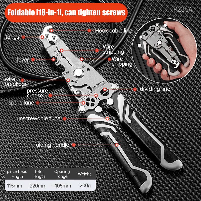 💥2024 New Upgrade💥Multifunctional Folding Wire Stripper-Professional Electrician Tool