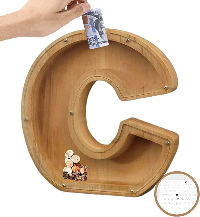 (🔥2024 BEST GIFT TO CHILDREN🔥) Wooden Letter Piggy Bank🎁
