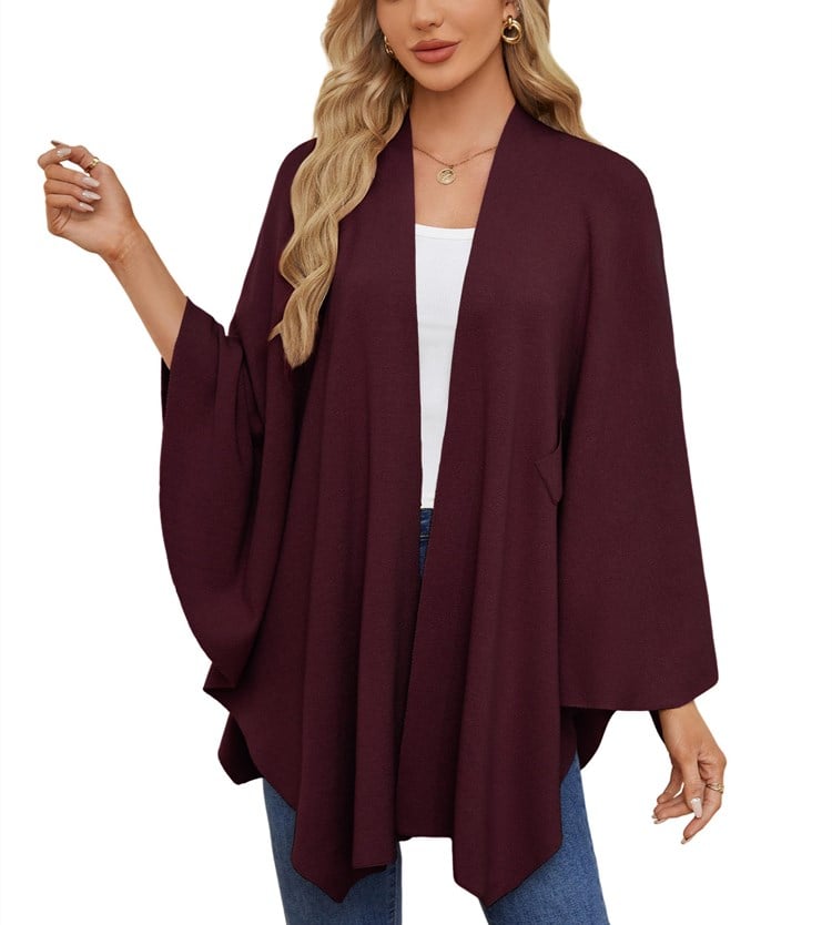 🔥Last 4 hours 57% OFF -Elegant Shawl Wraps Soft Open Front Poncho Sweater