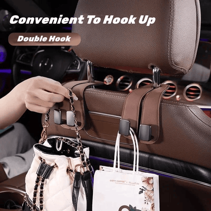TwinHook Leather Car Headrest Hangers
