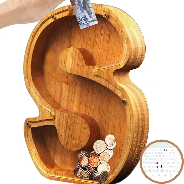 (🔥2024 BEST GIFT TO CHILDREN🔥) Wooden Letter Piggy Bank🎁