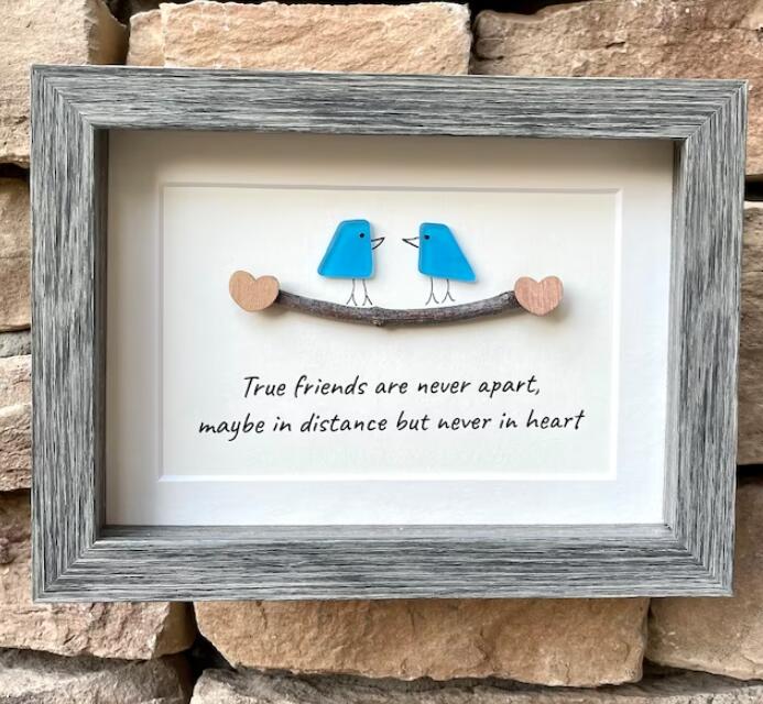 Sea Glass Art, Seaglass Birds, Friend Birthday Gift，Handmade