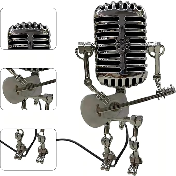 🔥🔥Vintage Metal Microphone Robot Desk Lamp