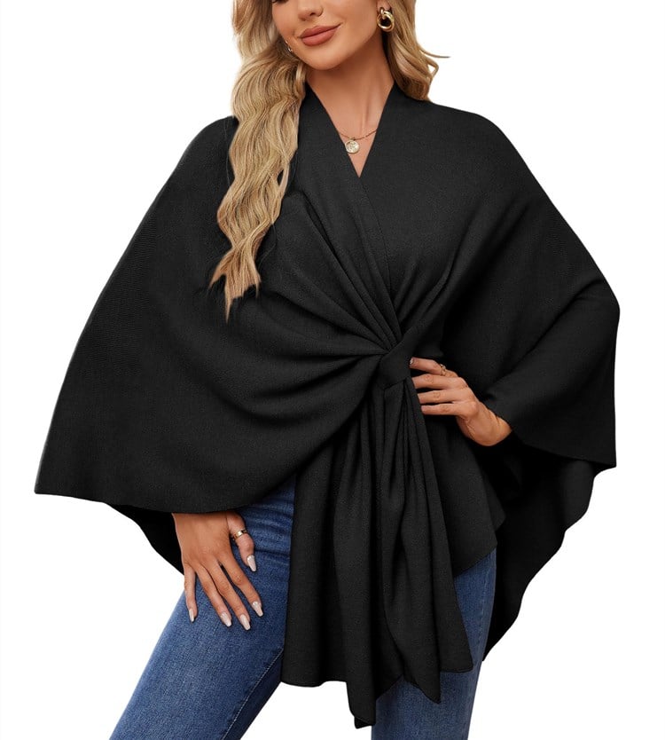 🔥Last 4 hours 57% OFF -Elegant Shawl Wraps Soft Open Front Poncho Sweater