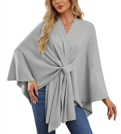 🔥Last 4 hours 57% OFF -Elegant Shawl Wraps Soft Open Front Poncho Sweater