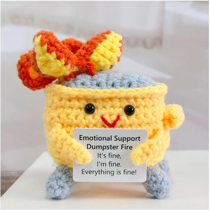 New Positive Energy Potato Hug Pocket Mini Handmade Plush Wool Knitting Doll with Card Funny Christams Gift Home Room Decoration