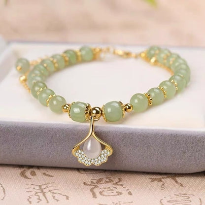 🔥💞Wotian Jade Lucky Gold Leaf Bangle