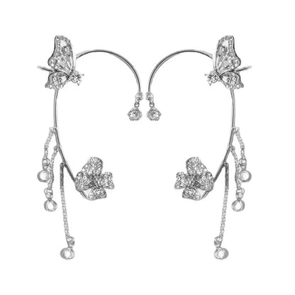 🔥🎁2024-Hot Sale🎁Butterfly Flower Tassel Shiny Zircon Earrings