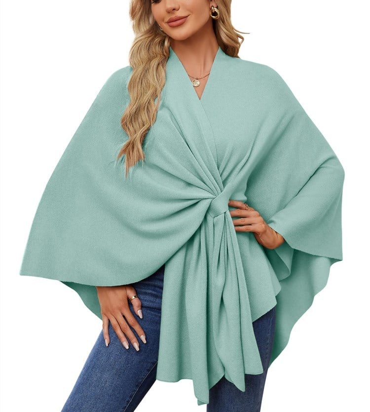 🔥Last 4 hours 57% OFF -Elegant Shawl Wraps Soft Open Front Poncho Sweater