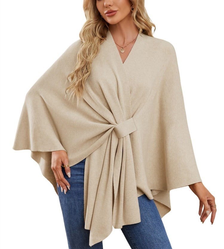 🔥Last 4 hours 57% OFF -Elegant Shawl Wraps Soft Open Front Poncho Sweater