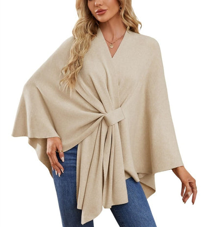 🔥Last 4 hours 57% OFF -Elegant Shawl Wraps Soft Open Front Poncho Sweater
