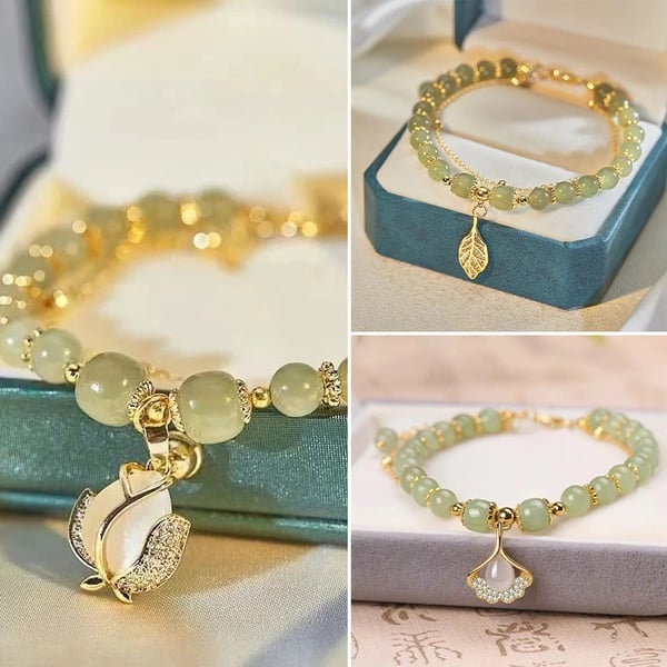 🔥💞Wotian Jade Lucky Gold Leaf Bangle