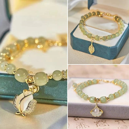 🔥💞Wotian Jade Lucky Gold Leaf Bangle