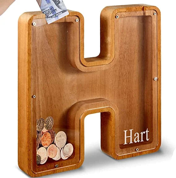 (🔥2024 BEST GIFT TO CHILDREN🔥) Wooden Letter Piggy Bank🎁