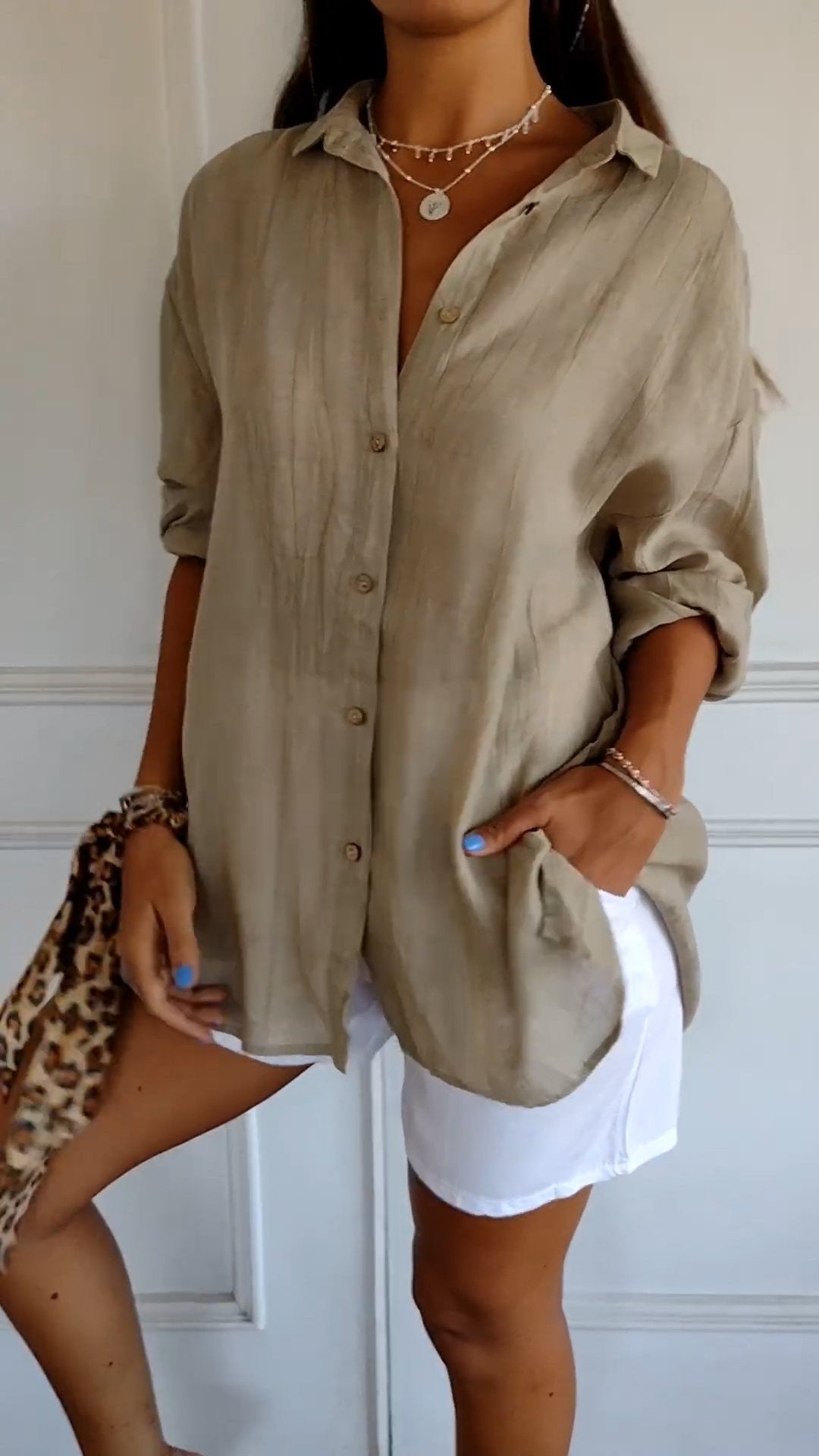 🌷Classic Pleated Textured Single-Breasted Lapel Shirt for Women