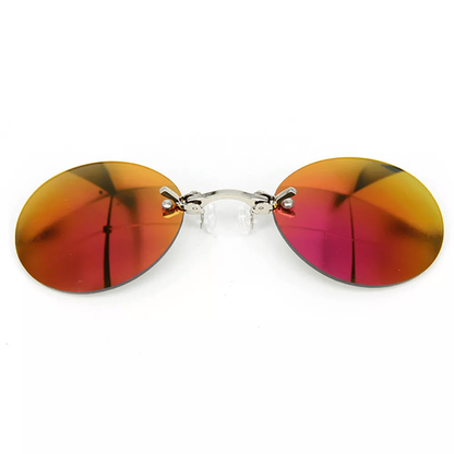 Ultralight Rimless Retro Round Clip On Nose Sunglasses