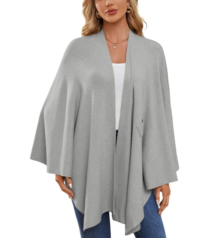 🔥Last 4 hours 57% OFF -Elegant Shawl Wraps Soft Open Front Poncho Sweater