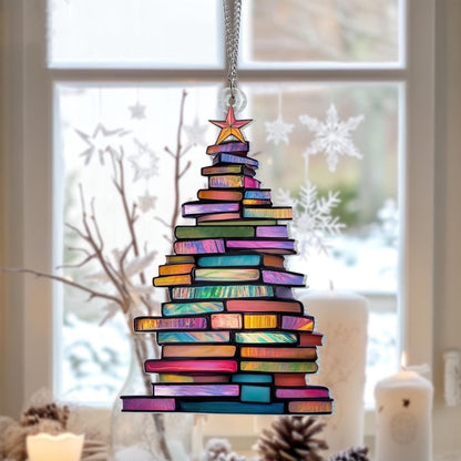 🔥LAST DAY 50% OFF - 🎄📚✨Christmas Book Tree Suncatcher Ornament
