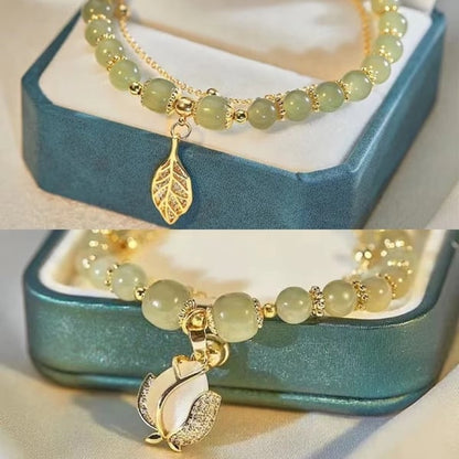 🔥💞Wotian Jade Lucky Gold Leaf Bangle