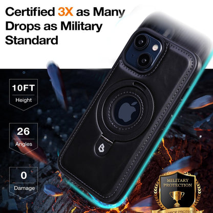 (🔥Last Day Promotion )🔥Full-Coverage Shockproof Leather Magnetic Stand iPhone Case