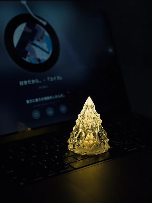 🔥 Night Light Crystal Mini Christmas Tree Light Flameless LED