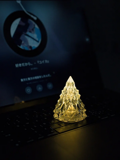 🔥 Night Light Crystal Mini Christmas Tree Light Flameless LED