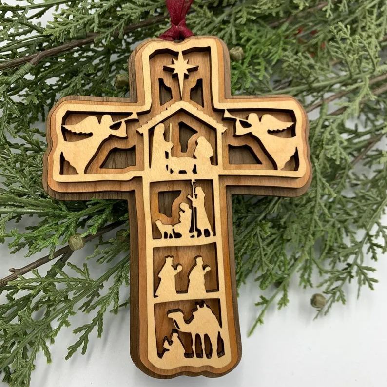 🎅2024 Christmas Gift--Cross Nativity Ornament