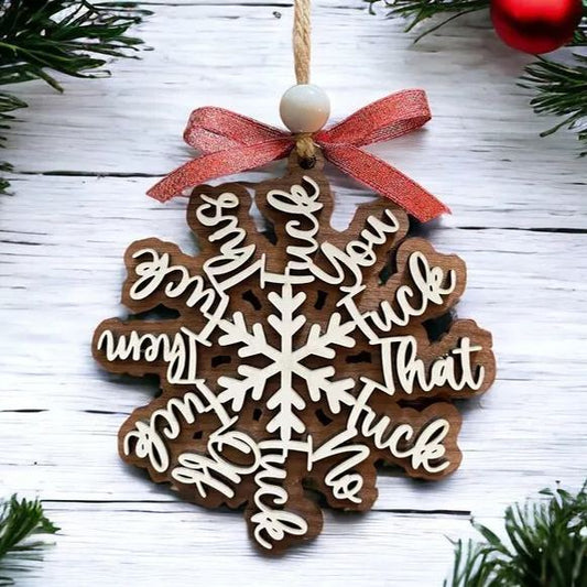 🤣Funny Swear Words Snowflake❄️ Wooden Ornament
